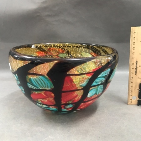 Heavy Vintage Murano Style Glass Bowl