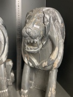 A pair of wooden painted lions 500mm tall - 2