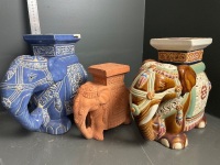 3 elephant planter stands - 2