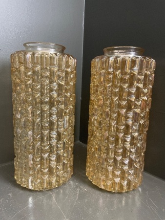 Pair of large retro light shades lustre glass finish