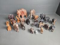 Large Lot of Wooden Elephants