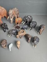 Large Lot of Wooden Elephants - 2