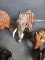 Large Lot of Wooden Elephants - 5