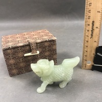 Carved Chinese Jade Temple Dog in Box - 2