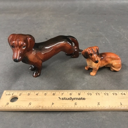 Vintage Royal Doulton Seated Daschund K17 + 1 Other