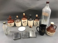 Box Lot of Vintage Ceramic Port & Whisky Flagons, Jugs, Bottles Etc - 2