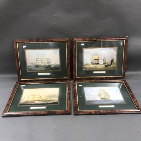 Set of 4 Vintage Framed Nautical Prints