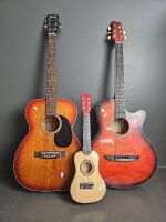 2 Acoustic Guitars - Econ & Tenada plus Ukulele