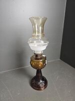 Amber Glass Kerosene Lamp with 3 x Chimneys - 2