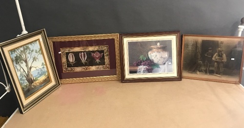 5 Asstd Framed Pics. 1 Photo, 1 Oil, 3 Prints