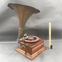 Vintage Style HMV Gramaphone with Brass Horn - As Is - 3