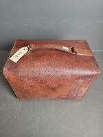 Mid Century Handmade Leather Travelling Train Case - 5