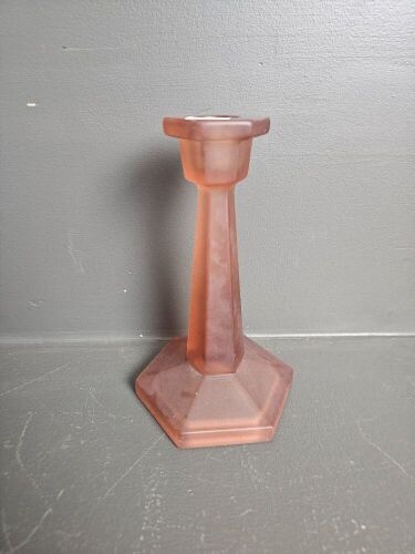 Pink Depression Glass Candlestick