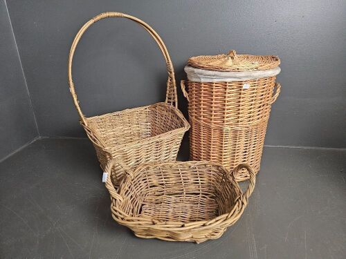 3 Small Cane Baskets