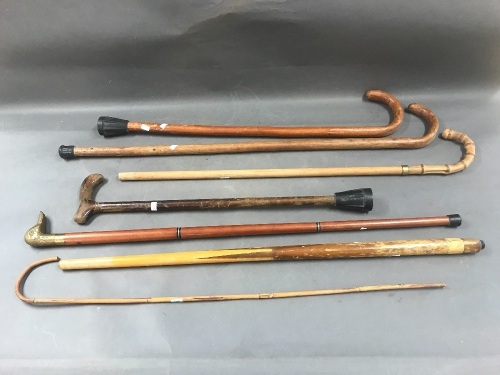 Job Lot of 7 Asstd Walking Sticks & Canes