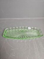 3 Pieces of Green Depression Glass - 3