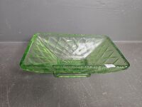 3 Pieces of Green Depression Glass - 4