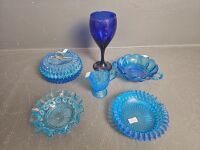 6 Pieces of Blue Glass