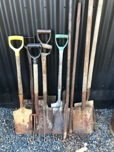 Collection of Old Shovels, Spades Etc