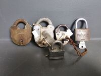 5 Vintage Padlocks - 3 with keys