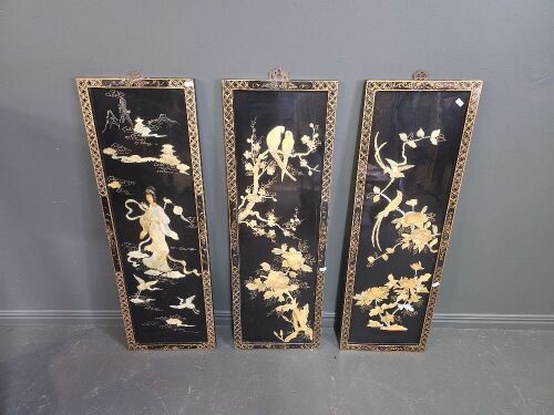 3 Mother of Pearl Asian Inspired Wall Panels