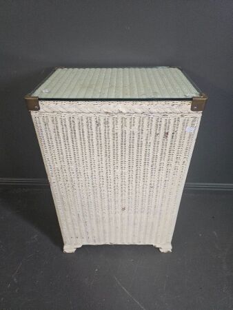 Large Glass Top Cane Laundry Hamper