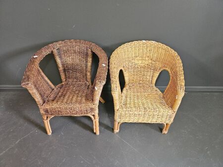 2 Small Kids Cane Chairs