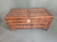 Large Carved Timber Blanket Chest