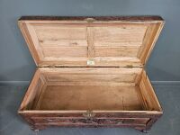 Large Carved Timber Blanket Chest - 2