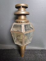 Pair Antique Copper & Brass Red Eye Coach Oil Lantern - 5