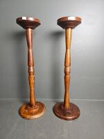 2 Timber Candlestick Stands - 2