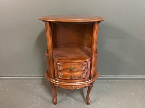 Oval Wooden Cabinet with two drawers