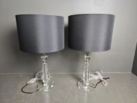 Pair Crystal Table Lamps with Black Shades