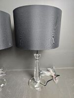 Pair Crystal Table Lamps with Black Shades - 2