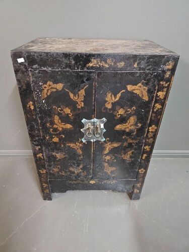 Asian Black Lacquered Cupboard