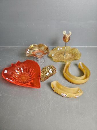 Selection of Amber Glass & Tango Art Glass