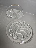  Large Crystal Bowl & Large Glass Centrepiece.Bowl, Lalique Style Serving Basket & Orrefors Crystal Serving Platter - 7