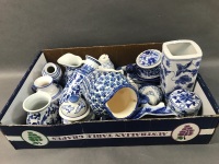 Box Lot of Asstd Blue & White Ceramics - 2