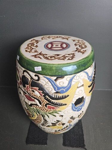 Asian Porcelain Drum Stool