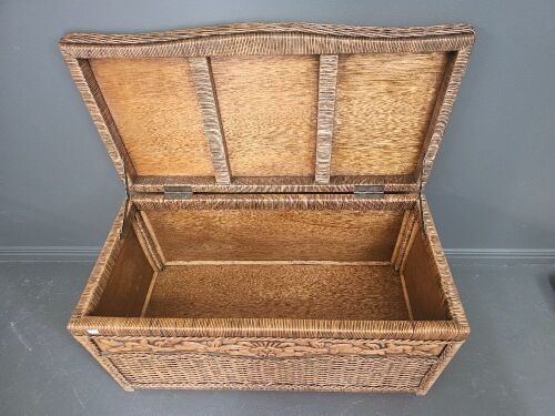 Timber & Rattan Glory Box with Glass Top