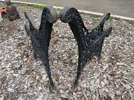 Pair of Heavy Cast Iron Bench Ends