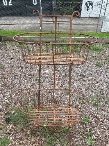 Wrought Iron and Wire Flower baskets and Stand