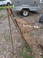 Wrought Iron and Wire Flower baskets and Stand - 3