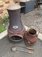 Chapala Chiminea and Cream Can (no bottom) + 2 utensils