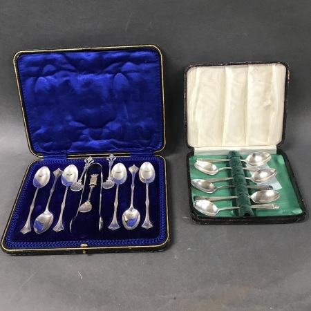 2 Vintage Boxed Sets of Silver Plated Coffee Spoons
