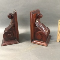 Pair of Carved Mahogany Bookends