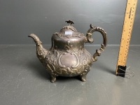 Antique English Sterling Silver Teapot Hallmarked to Base and Inner Lid