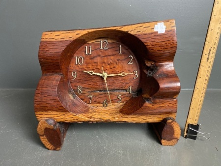 Vintage Hand Carved Hardwood Mantle Clock