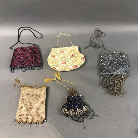 Collection of 5 Assorted Beaded Bags / Purses