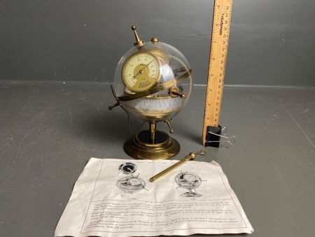 Vintage Standing/Hanging Brass and Plastic/Glass Sphere Barometer